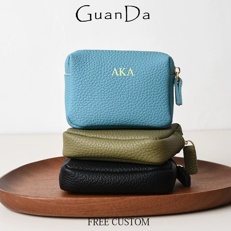 Luxury Skincare Women - Monedero Cuadrado Mini de Cuero Genuino